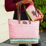 pink canvas kikoi tote and pouch